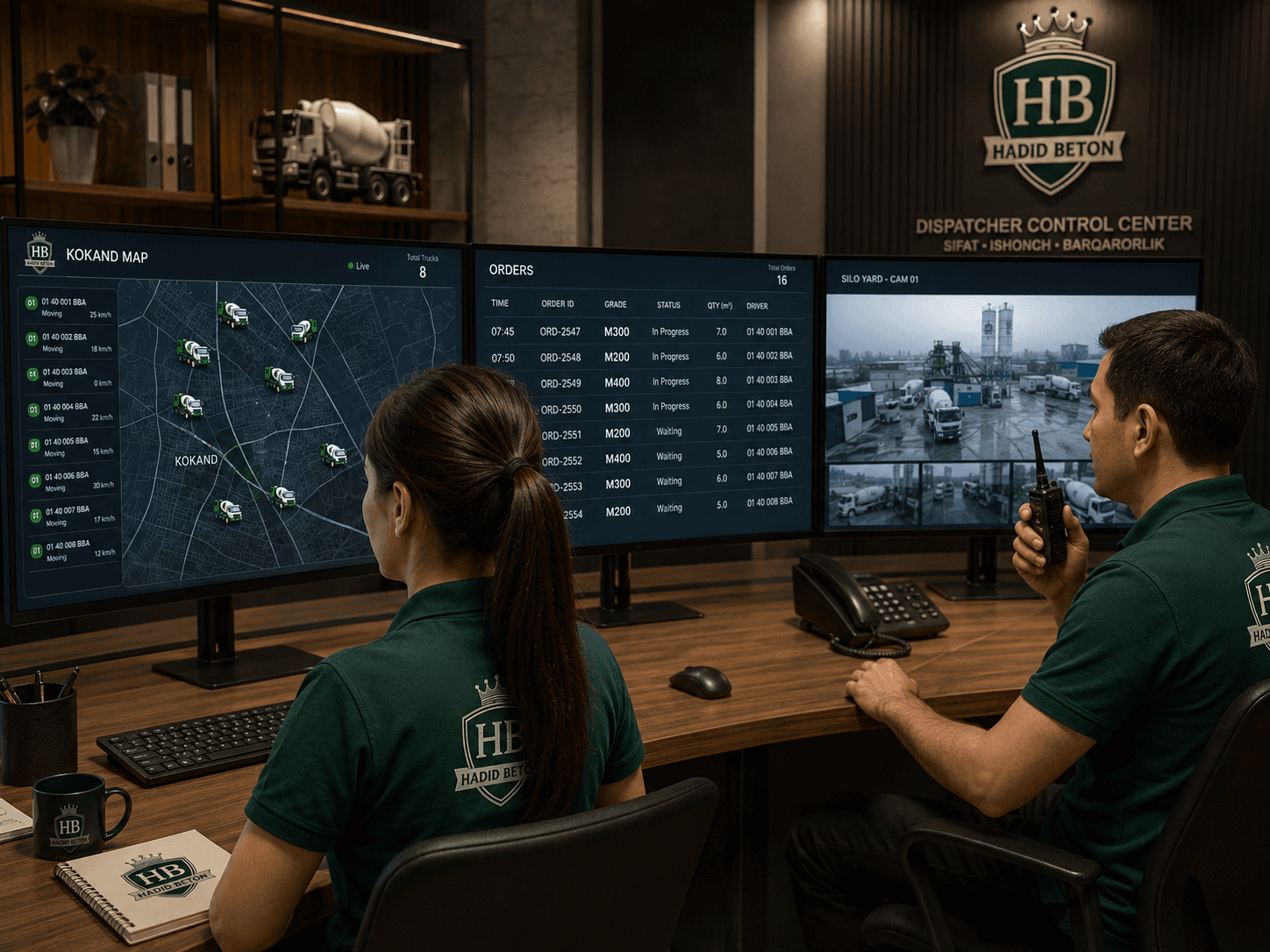 Dispetcher xonasi — operatorlar va monitorlar